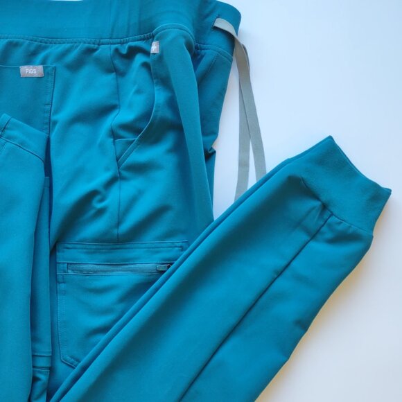 FIGS Zamora Jogger Scrub Pants Teal Color Cargo Pockets Women's Medium-Tall - Picture 7 of 9